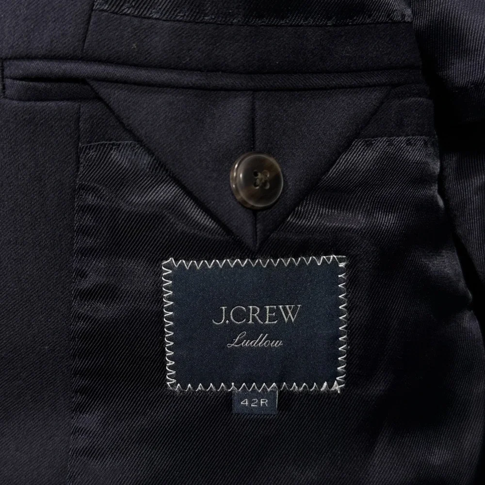 J Crew Ludlow Suit Jacket Mens 42R Blue Italian Flannel Vitale Barberis